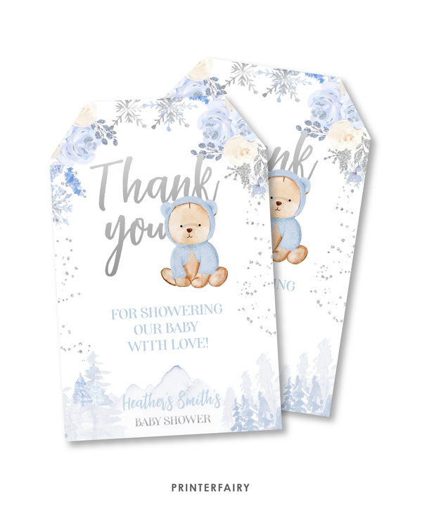 Winter Bear Baby Shower Favor Tags