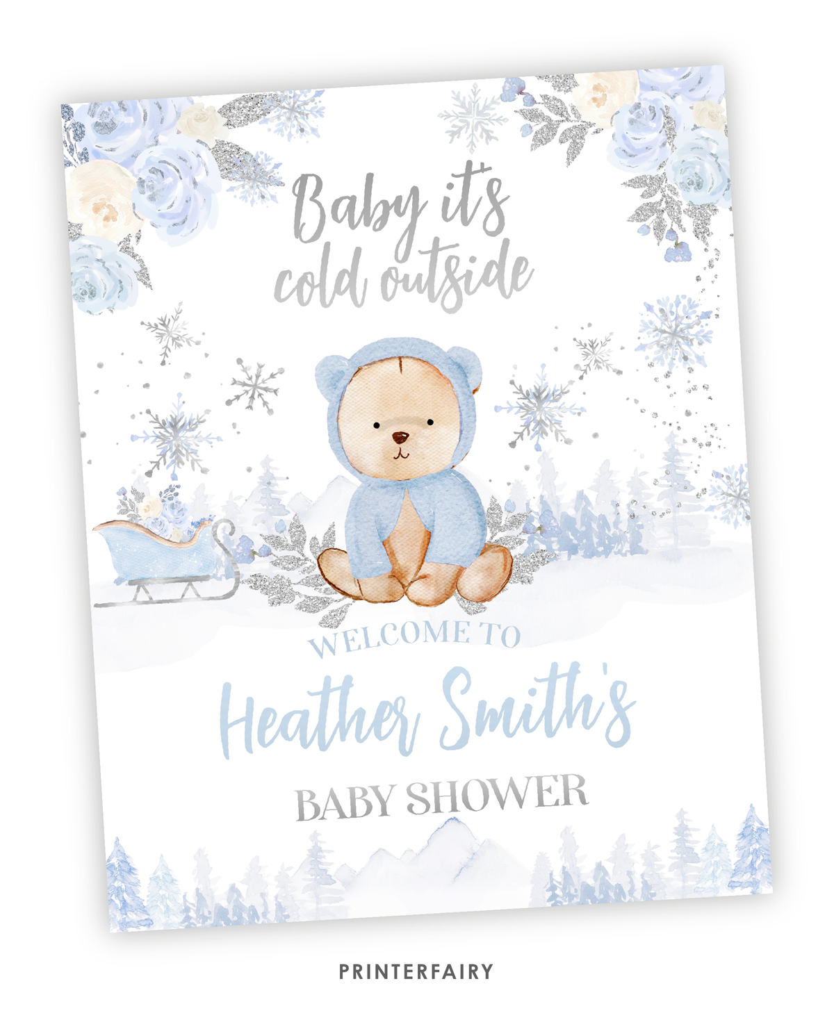 Winter Bear Baby Shower Welcome Sign