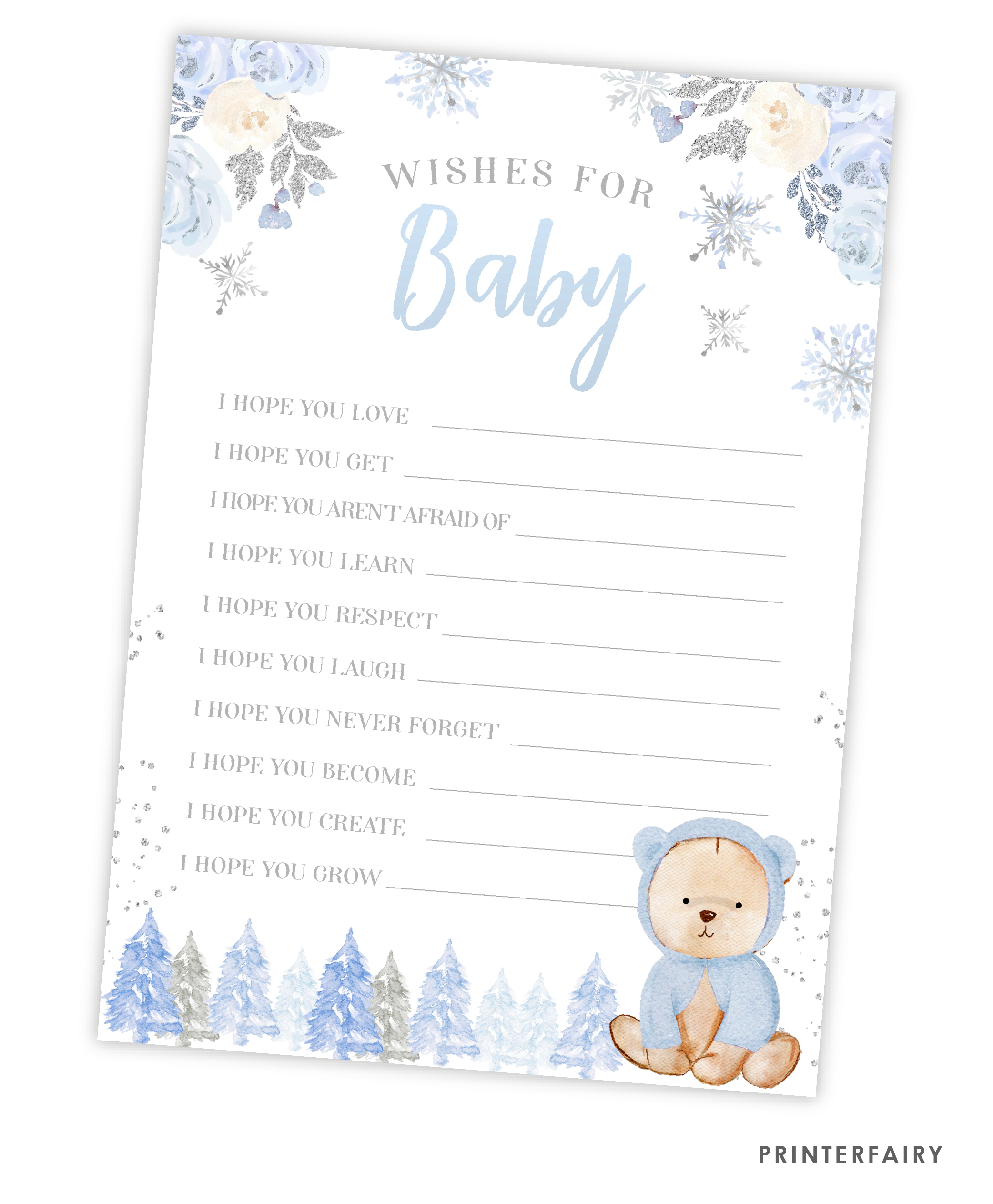 Winter Bear Baby Shower Wishes For Baby