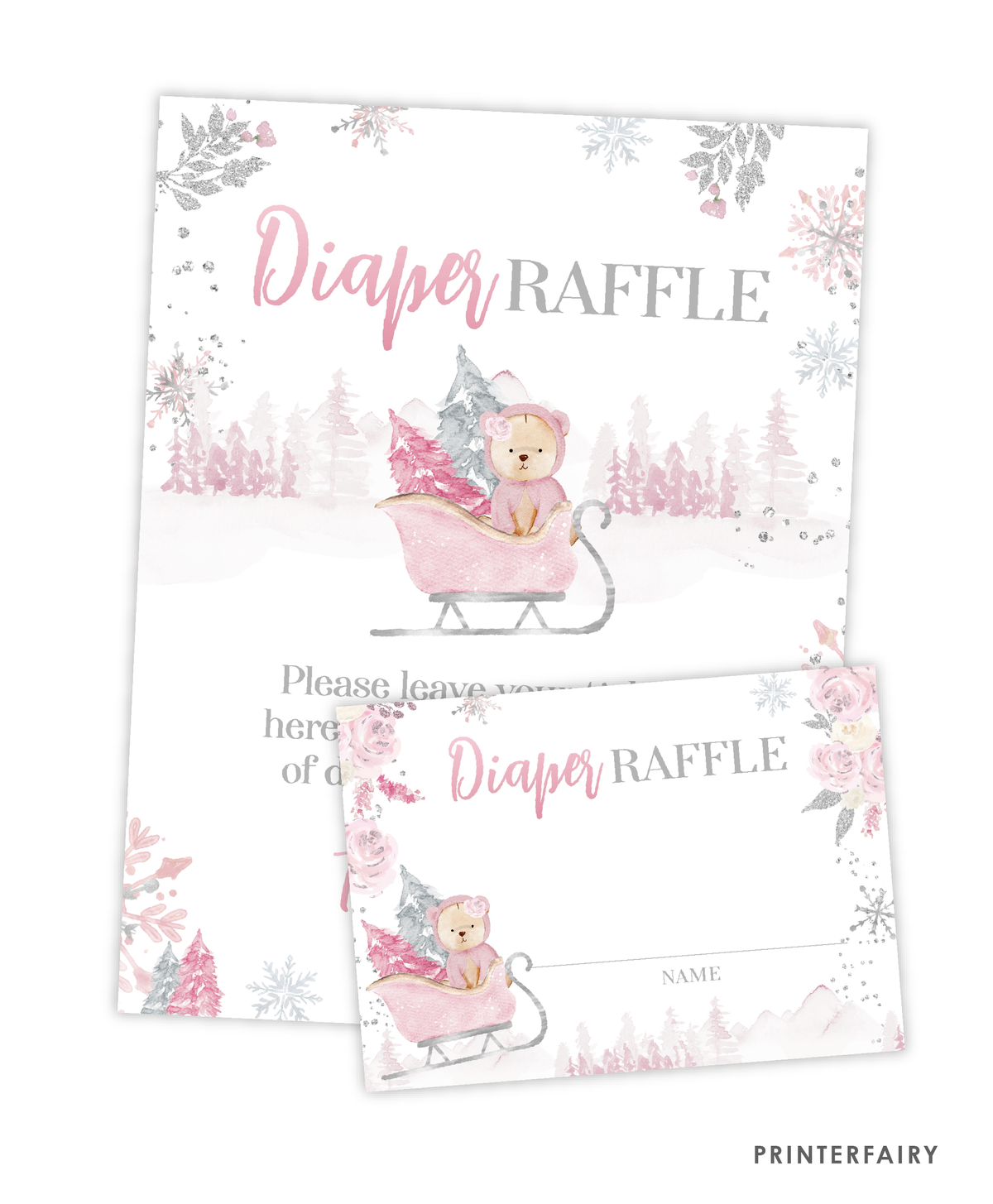 Winter Bear Baby Shower Diaper Raffle