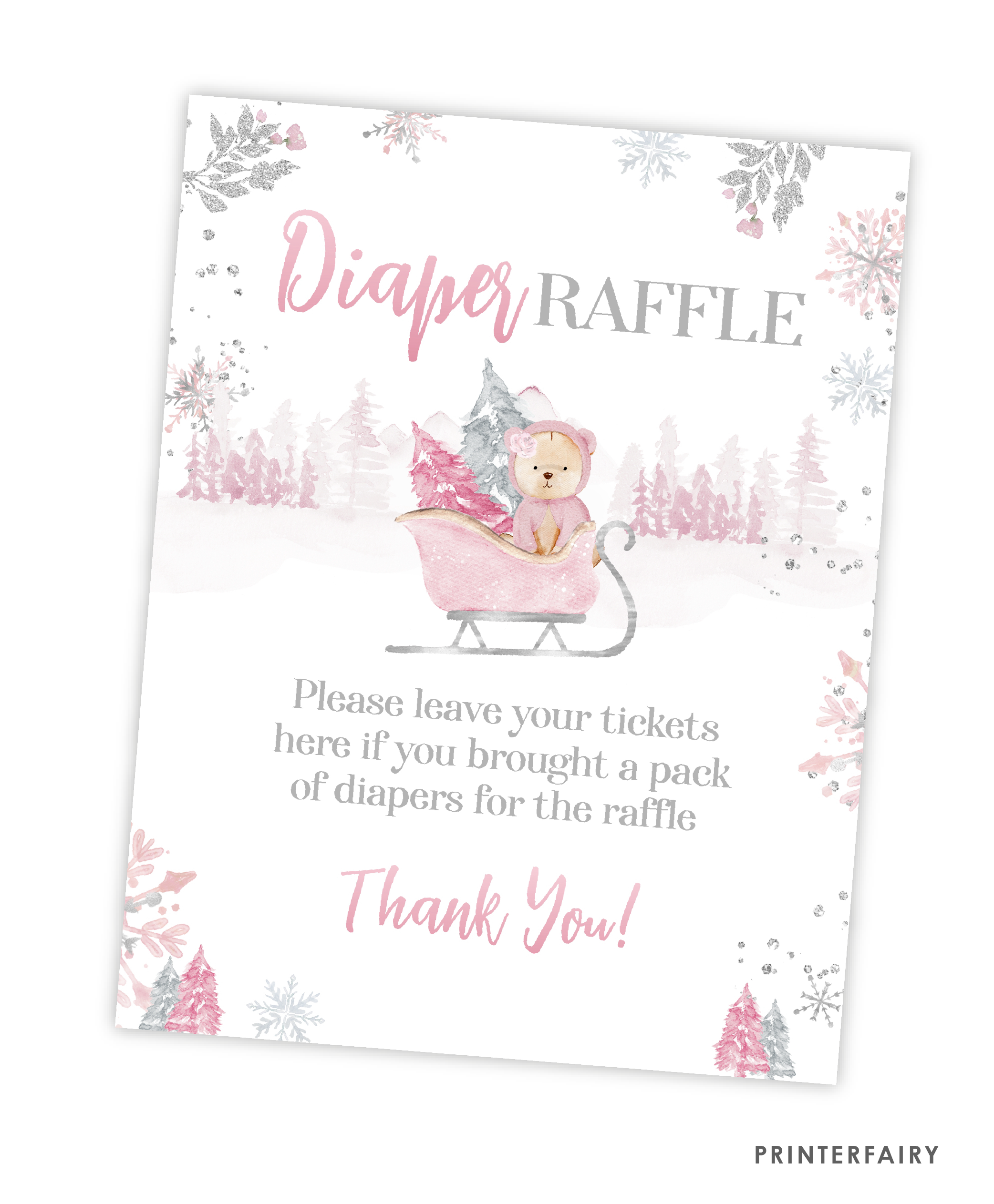 Winter Bear Baby Shower Diaper Raffle