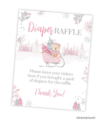 Winter Bear Baby Shower Diaper Raffle