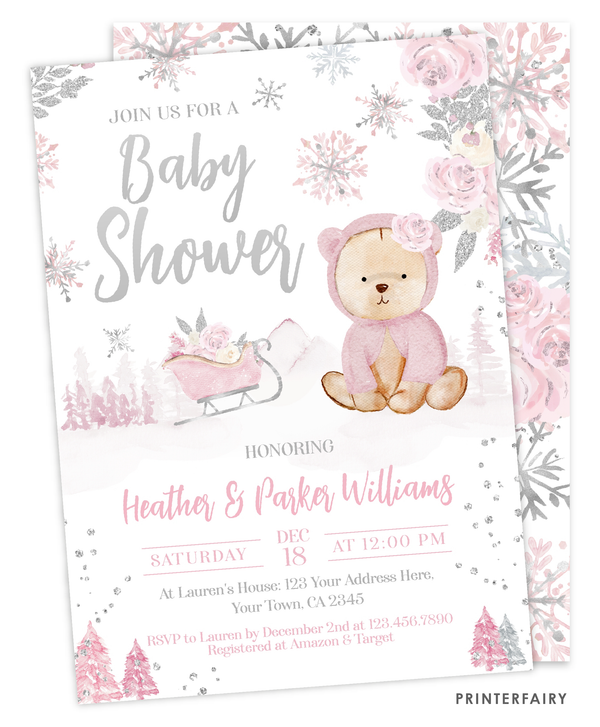 Winter Bear Baby Shower Invitation