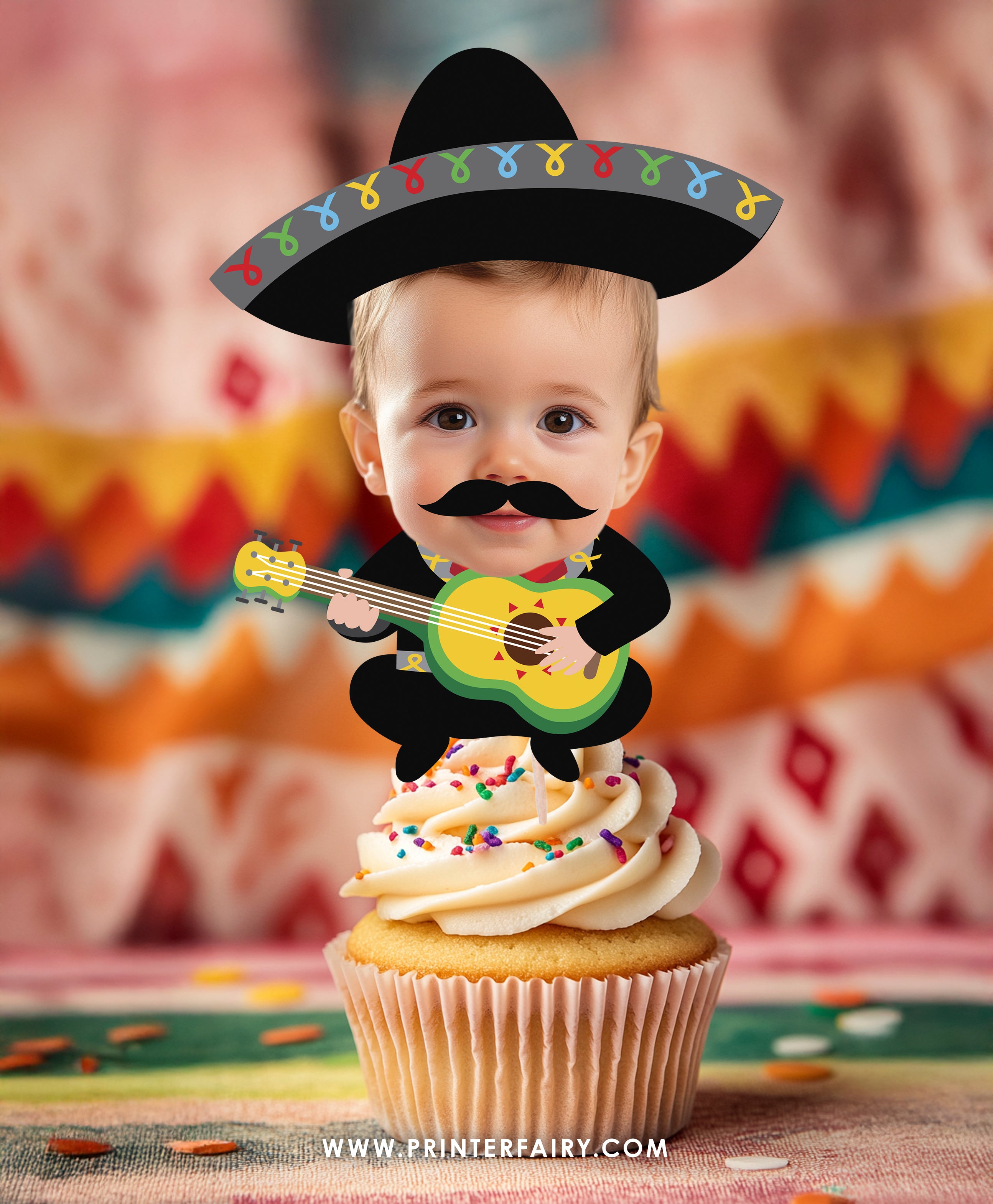 Baby Mariachi Fiesta Toppers with Photo