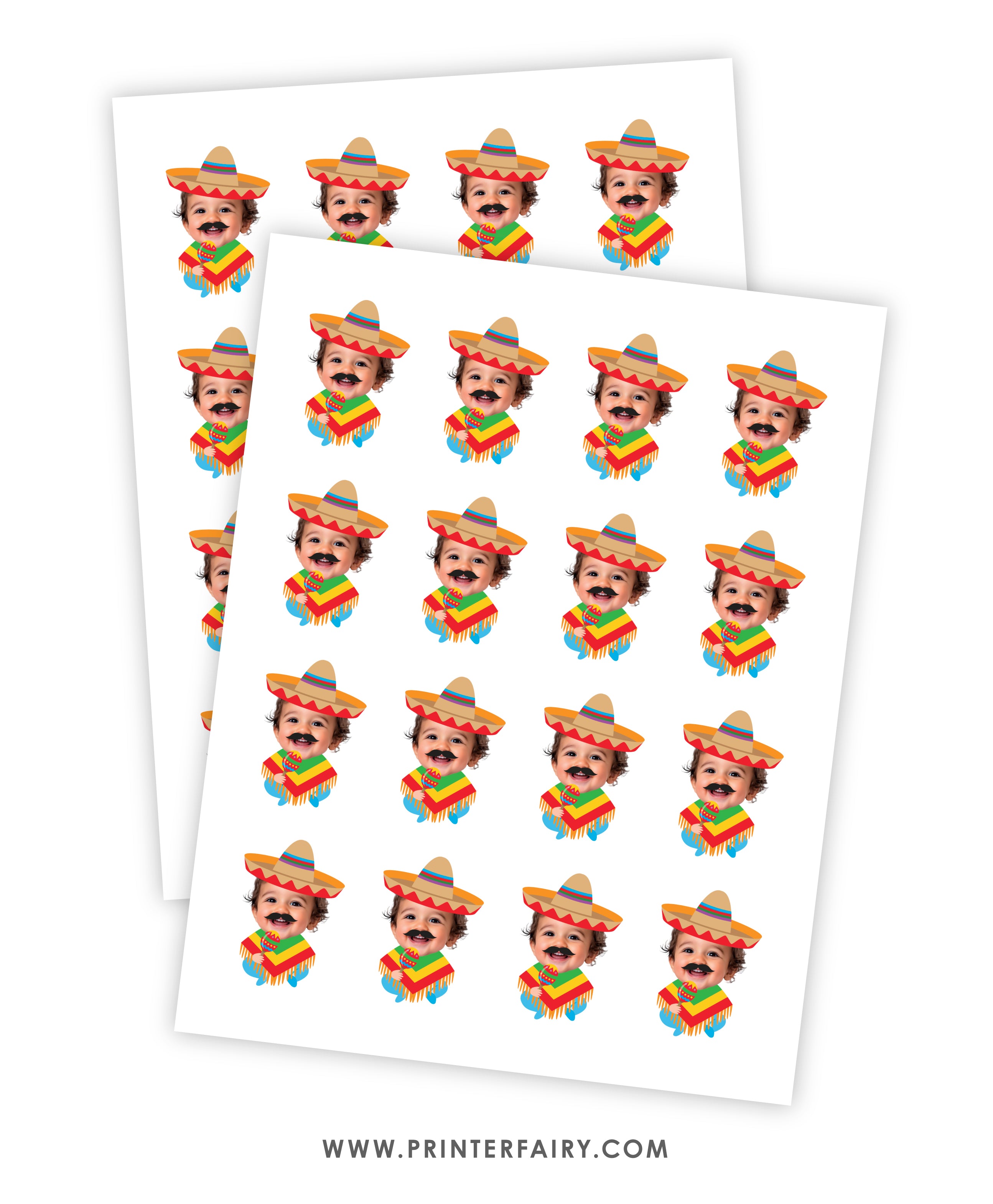 Baby Muchacho Fiesta Toppers with Photo