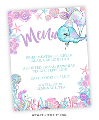 Under The Sea Birthday Party Menu