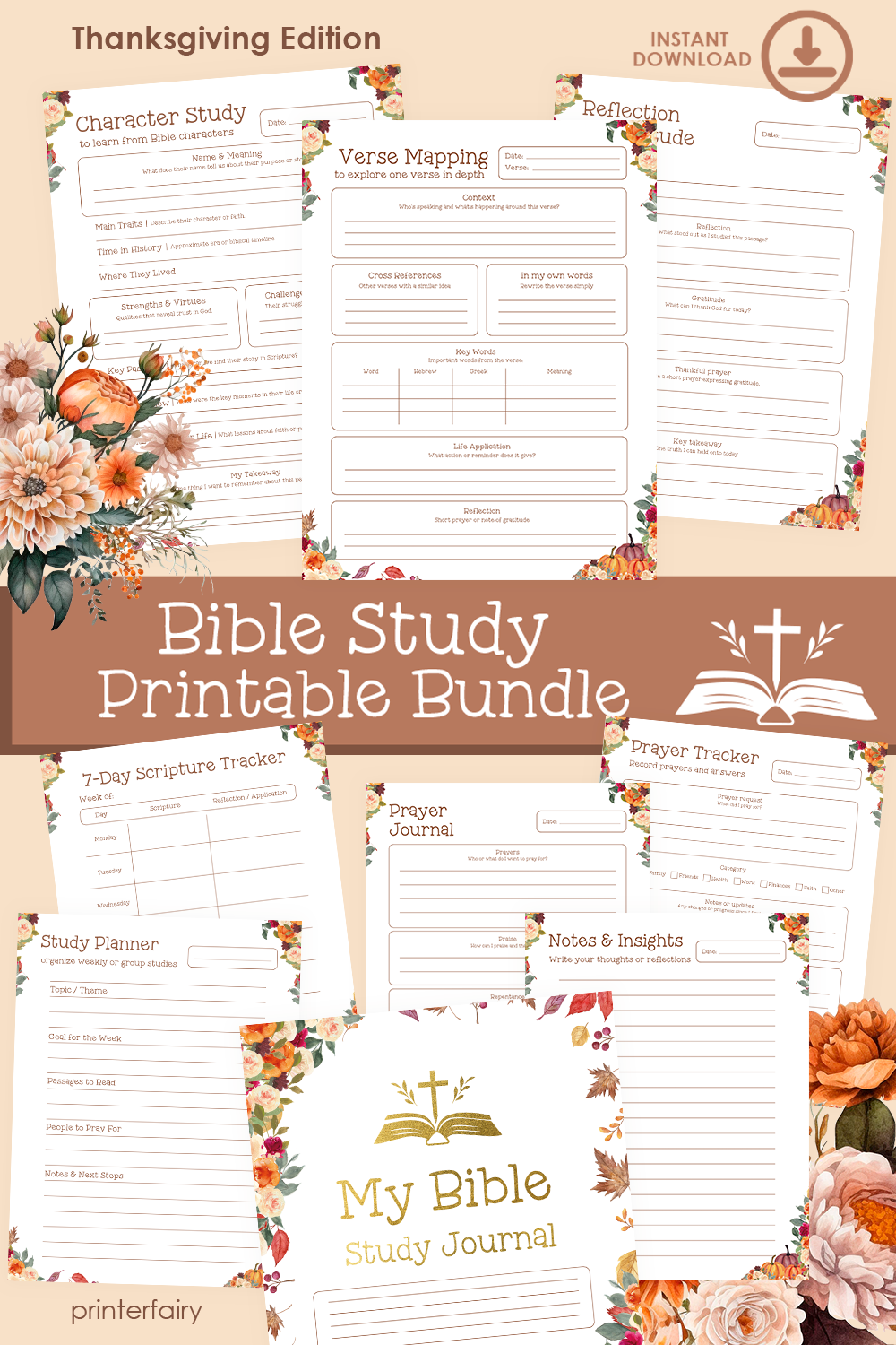 Thanksgiving Bible Study Journal Printable Bundle