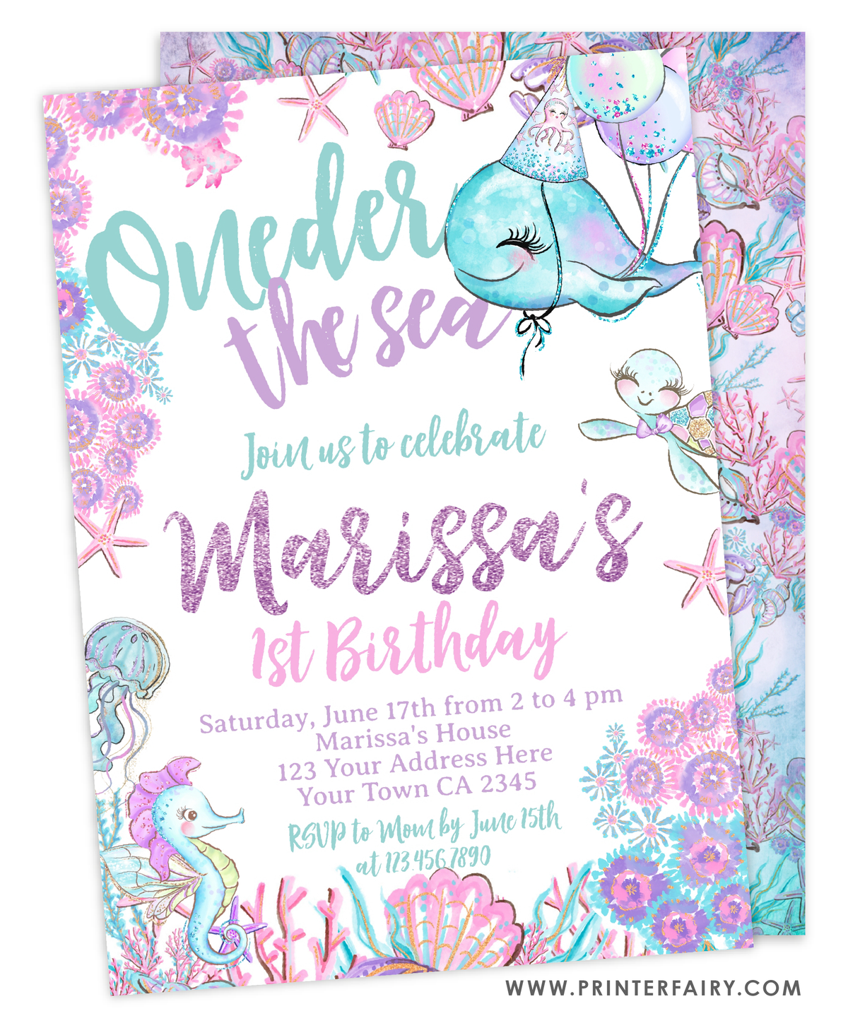 Under The Sea First Birthday Invitation