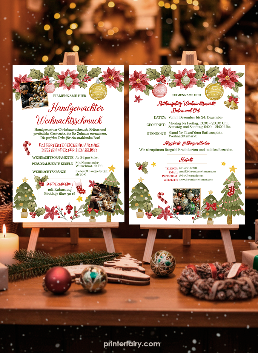 Christmas Market Flyer Template for Ornaments