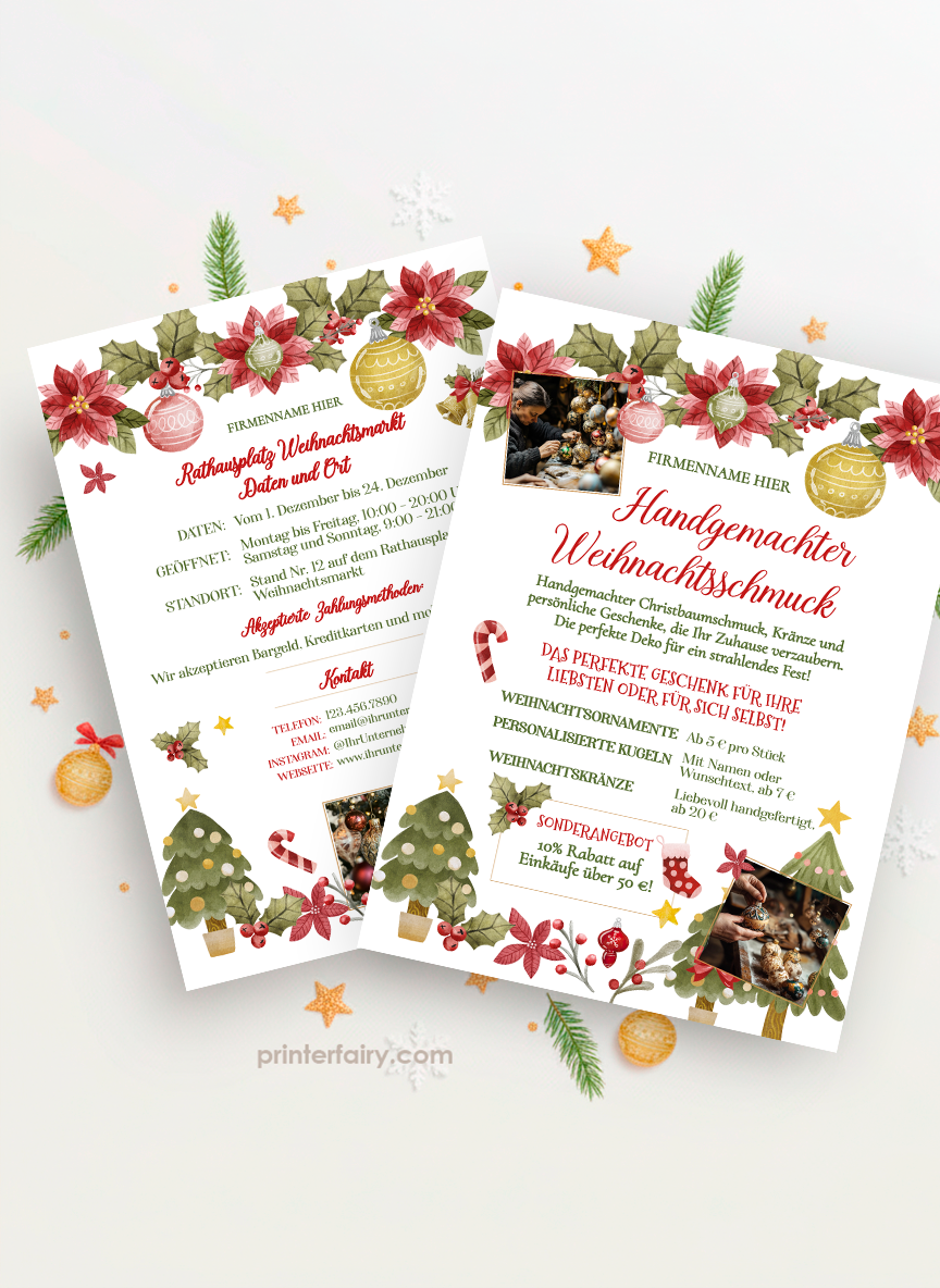 Christmas Market Flyer Template for Ornaments