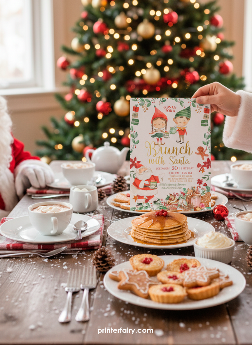 Editable Brunch with Santa Invitation Template