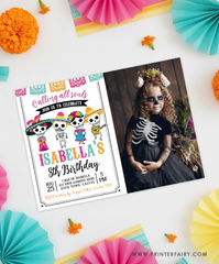 Dia de los Muertos Birthday Invitation with photo