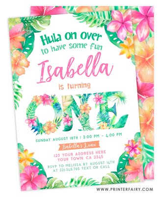 Luau First Birthday Party Invitation