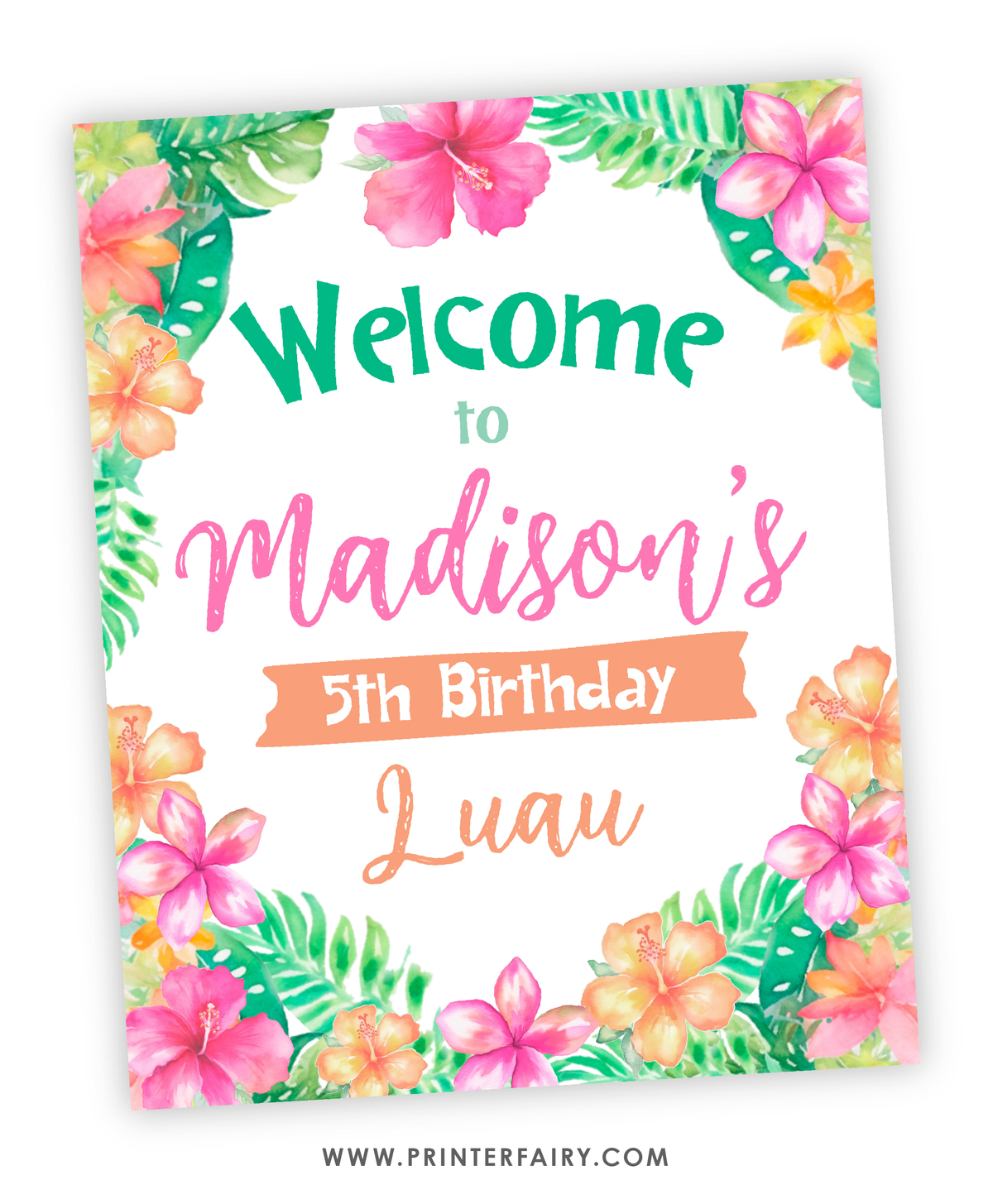 Luau Birthday Party Welcome Sign