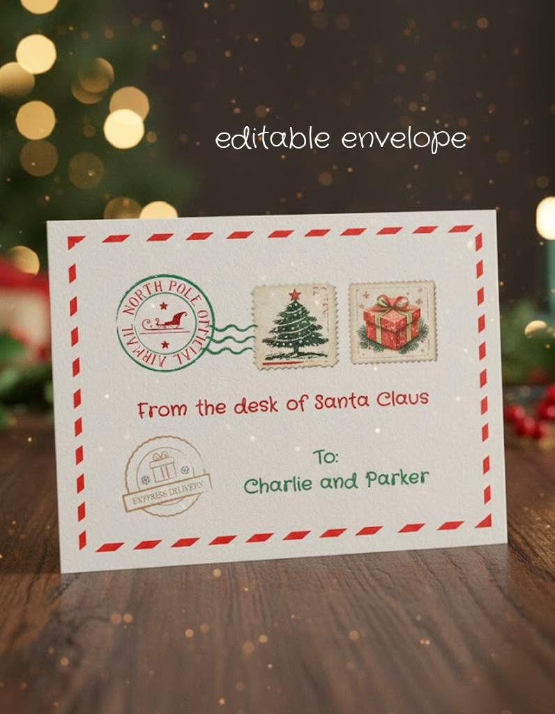 Christmas Elf Arrival, Goodbye Letter and Envelope