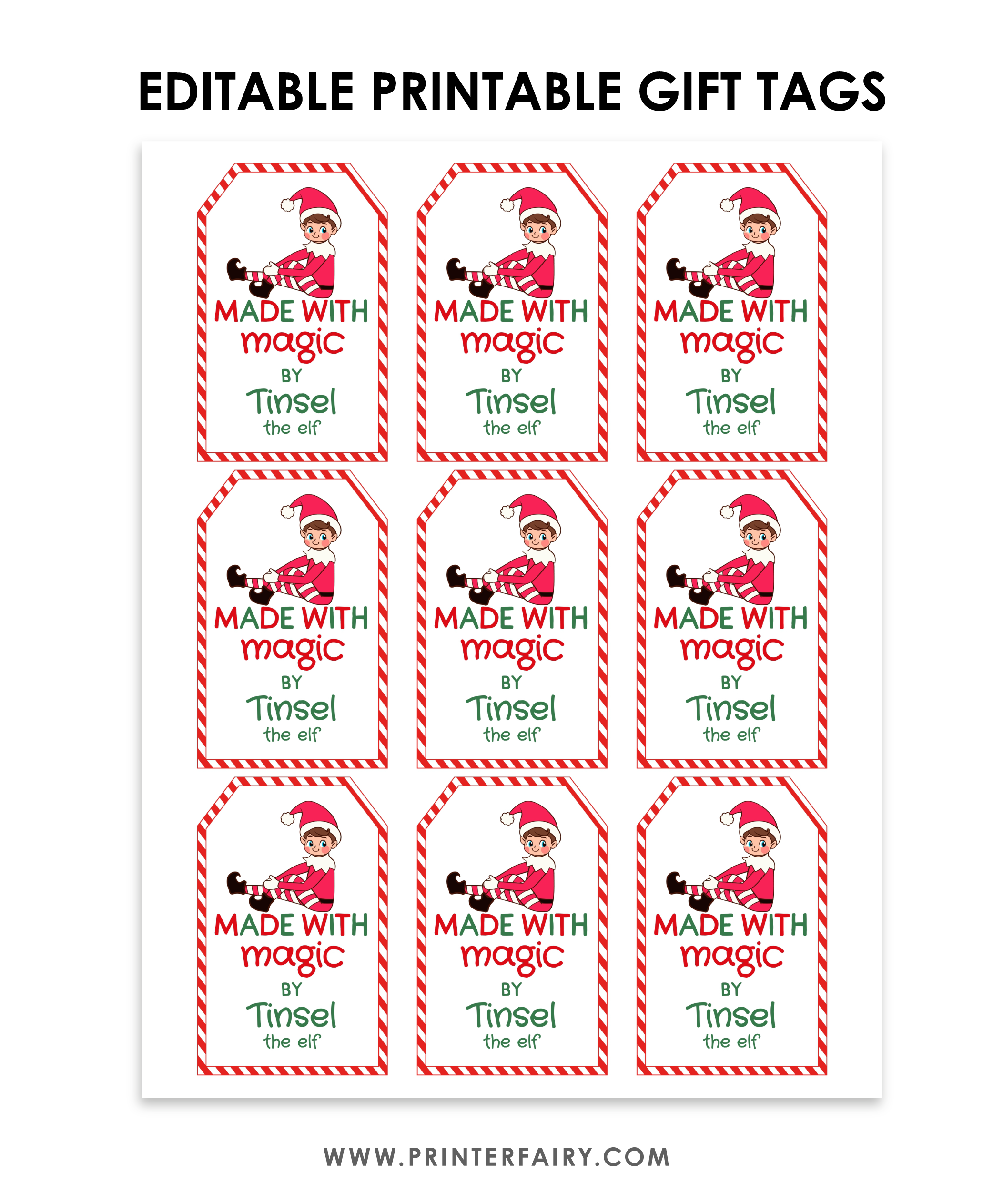 elf shelf printable gift tags