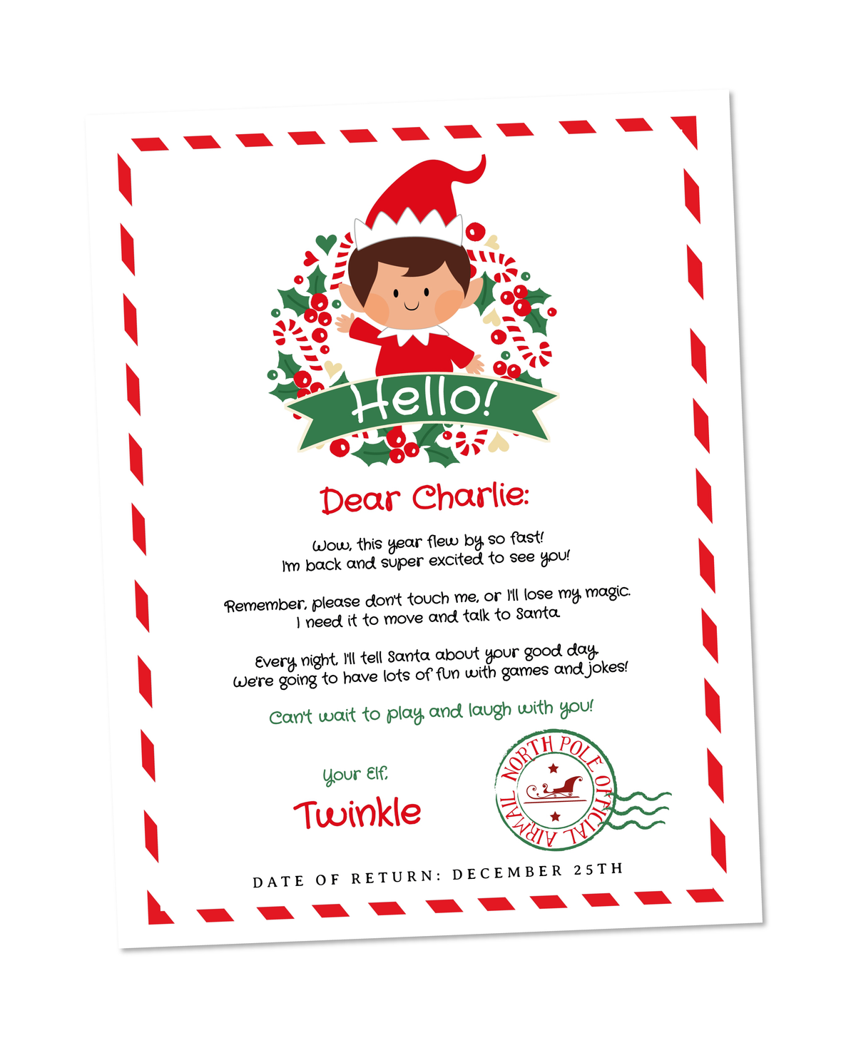 Christmas Elf Arrival Letter