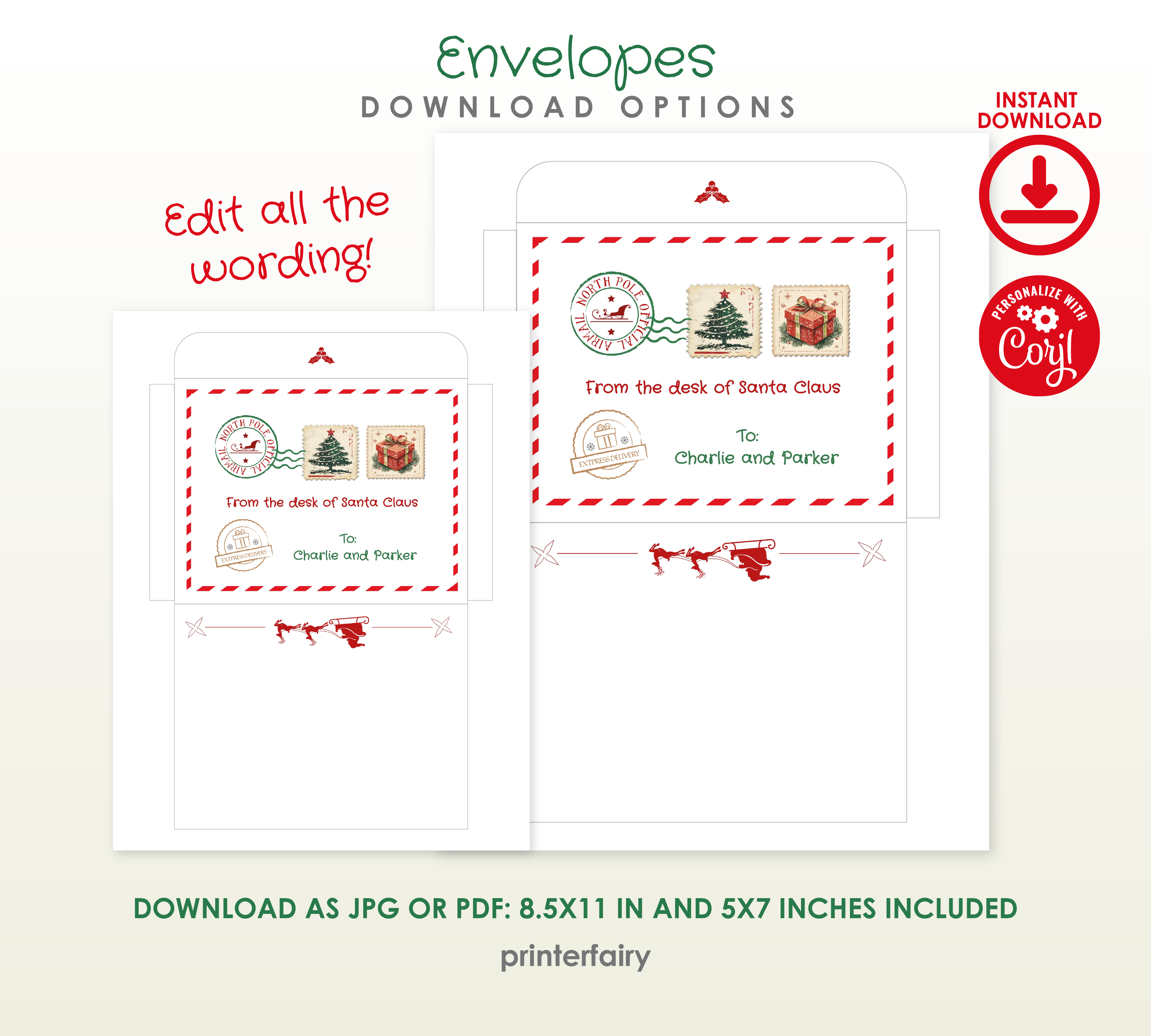 Christmas Elf Arrival, Goodbye Letter and Envelope