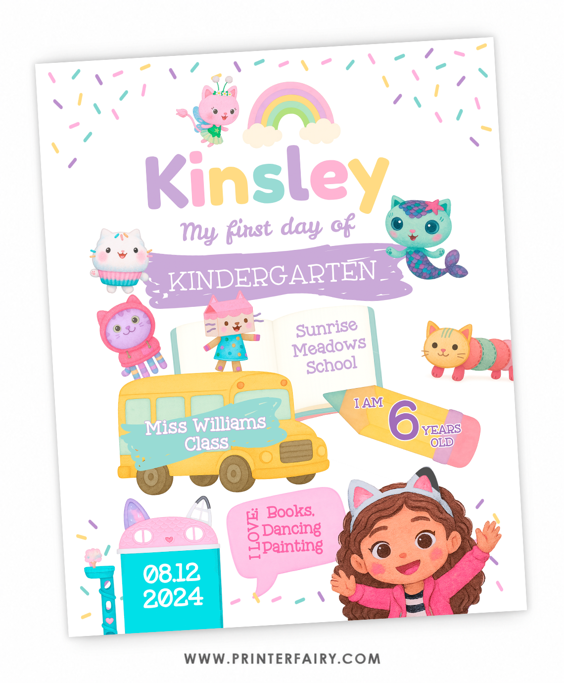 Gabby Dollhouse Back to School Signs