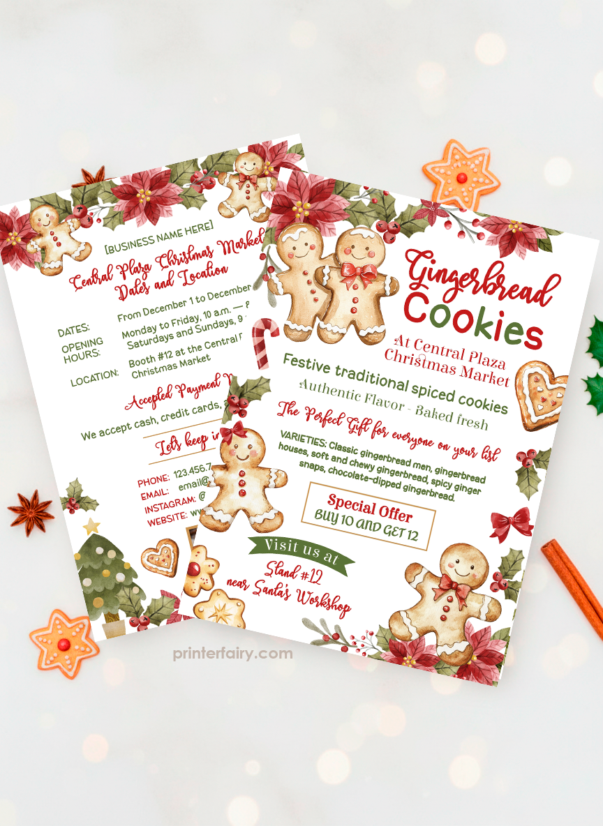 Christmas Market Flyer Template for Bakery