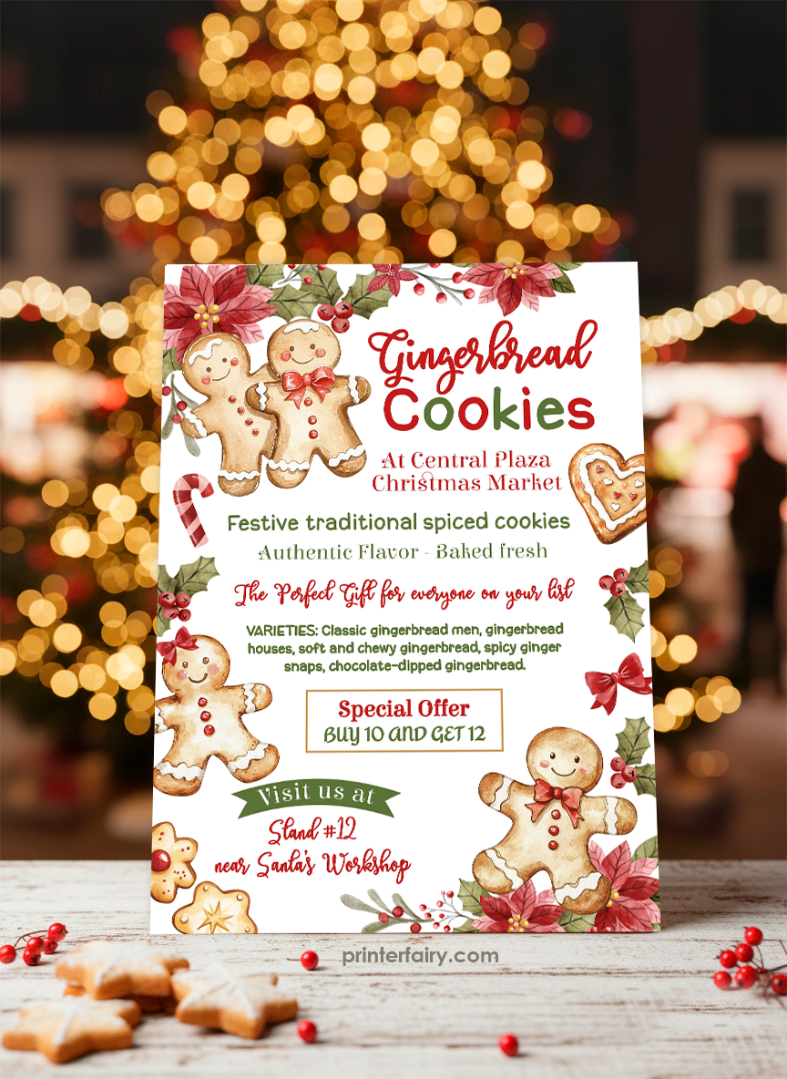 Christmas Market Flyer Template for Bakery
