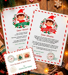 Christmas Elf Arrival, Goodbye Letter and Envelope