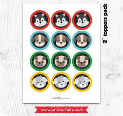Puppy Birthday Cupcake Toppers, Dog Party Printables (Digital Download)