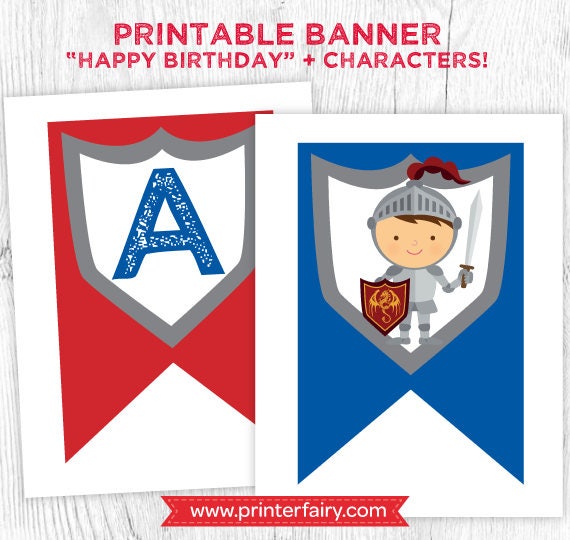 Knight Birthday Banner, Medieval Party Decor (Digital Download)