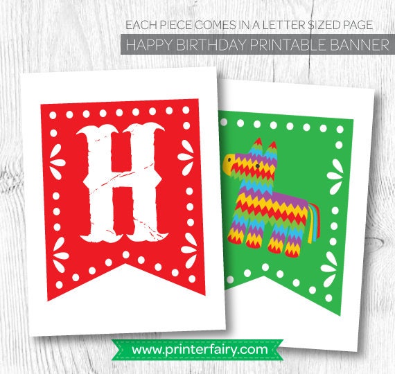 Fiesta Birthday Banner, Mexican Party Decorations (Printable Banner)