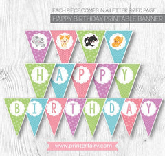 Cat Birthday Banner, Pet Adoption Party Decor (Printable)
