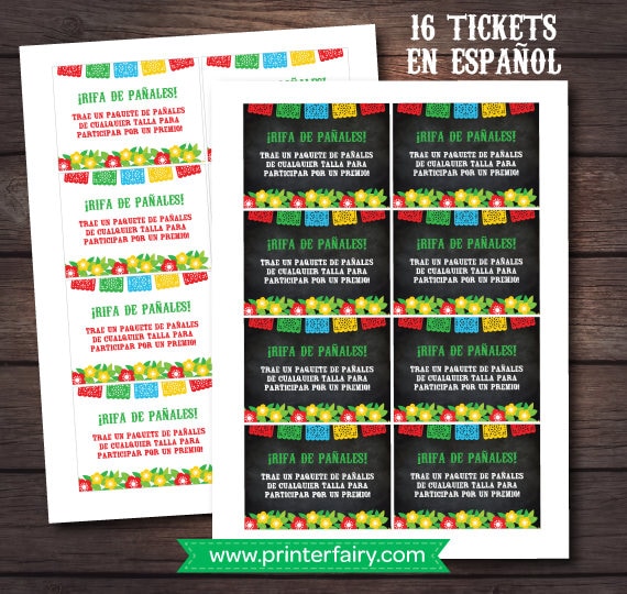 Fiesta Diaper Raffle Ticket, Spanish Baby Shower (Instant Download)