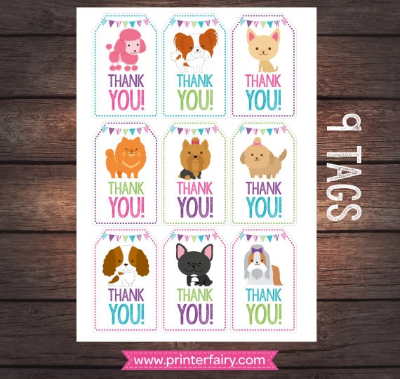 Puppy Adoption Thank You Tags, Dog Birthday Party (Digital Files)