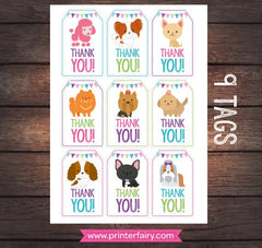 Puppy Adoption Thank You Tags, Dog Birthday Party (Digital Files)