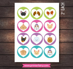 Puppy Adoption Cupcake Toppers, Dog Birthday Party (Digital Files)