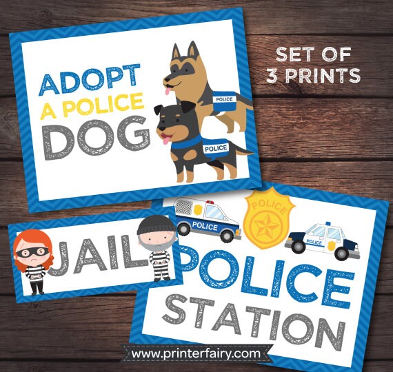 Police Birthday Party Prints, Cops and Robbers Theme (Digital Files)