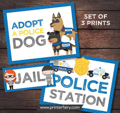 Police Birthday Party Prints, Cops and Robbers Theme (Digital Files)