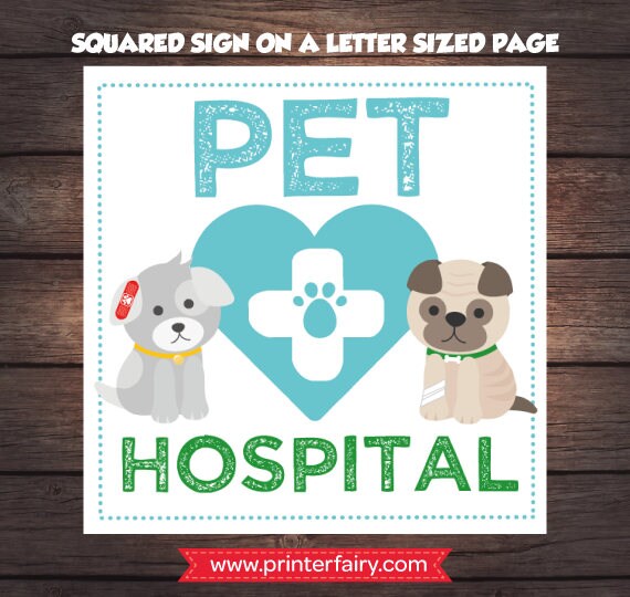 Puppy Hospital Sign and Vet Check-up, Pet Adoption Party, INSTANT DOWNLOAD Ready to print
