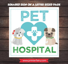 Puppy Hospital Sign and Vet Check-up, Pet Adoption Party, INSTANT DOWNLOAD Ready to print