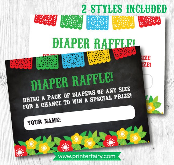 Fiesta Diaper Raffle Tickets, Baby Shower Game (Instant Download)