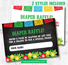 Fiesta Diaper Raffle Tickets, Baby Shower Game (Instant Download)