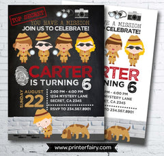 Detective Birthday Invitation, Spy Party, Secret Agent (Digital)