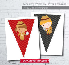 Spy Party Banner, Detective Birthday, Secret Agent Theme (Digital Download)