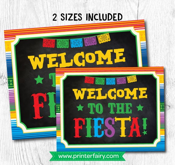 Welcome to the Fiesta Sign, Colorful Printable (Instant Download)