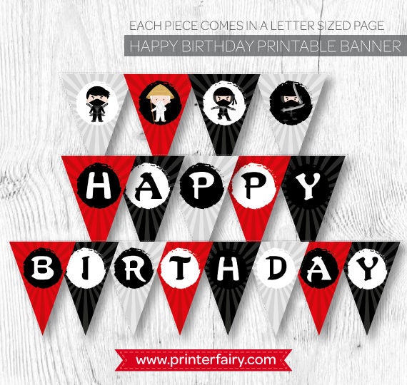 Ninja Birthday Banner, Karate Party Decorations (Printable Banner)