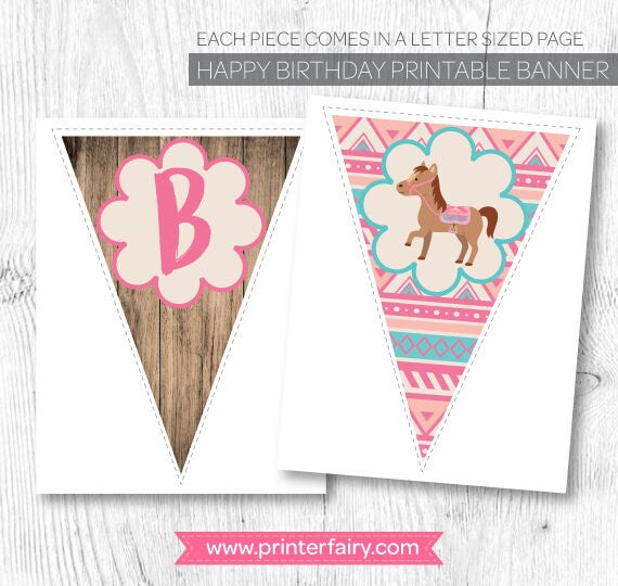 Cowgirl Birthday Party Banner Printable Decorations, Instant Download