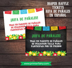 Fiesta Diaper Raffle Ticket, Spanish Baby Shower (Instant Download)