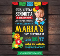 First Fiesta Birthday Invitation, Baby Senorita, Photo Invite (Digital Invite)