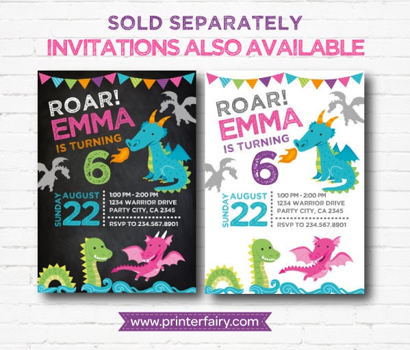 Dragon Girl Birthday Party, Printable Package (Instant Download)