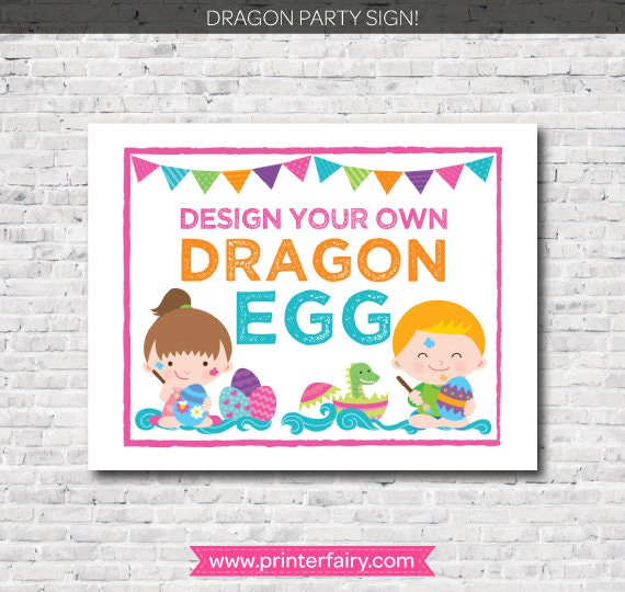 Dragon Girl Birthday Party, Printable Package (Instant Download)