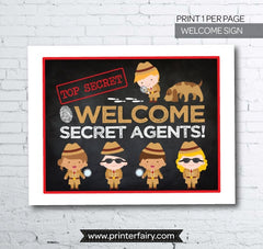 Secret Agent Welcome Sign, Spy Party Decor (Digital File)